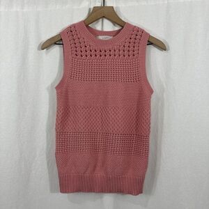 Ann Taylor LOFT Womens Pink Knit Sleeveless Sweater Vest Top Size S Cottagecore